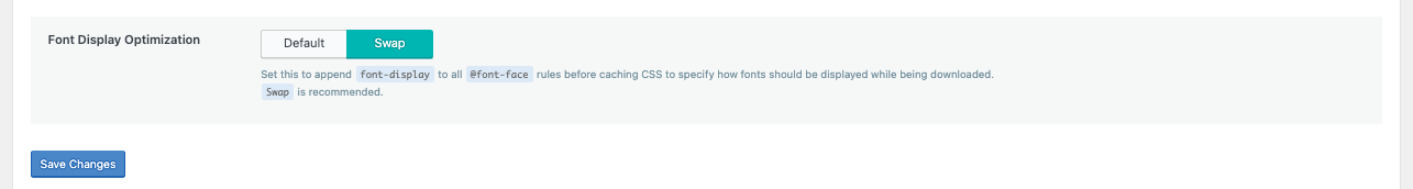 Set Font Display Optimization to Swap in CSS Settings